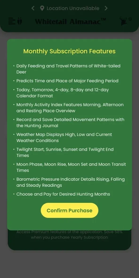 Whitetail Almanac paywall screen