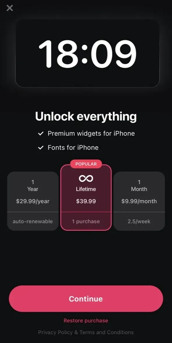 Widget Box Interactive Widgets paywall screen