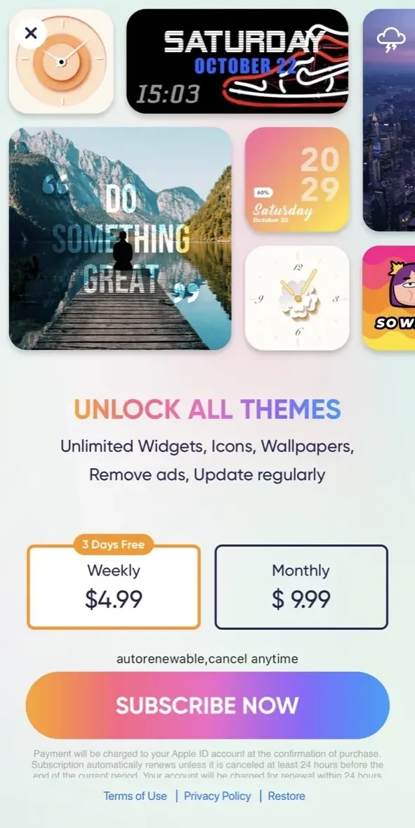 Widget+ Custom HomeScreen paywall screen