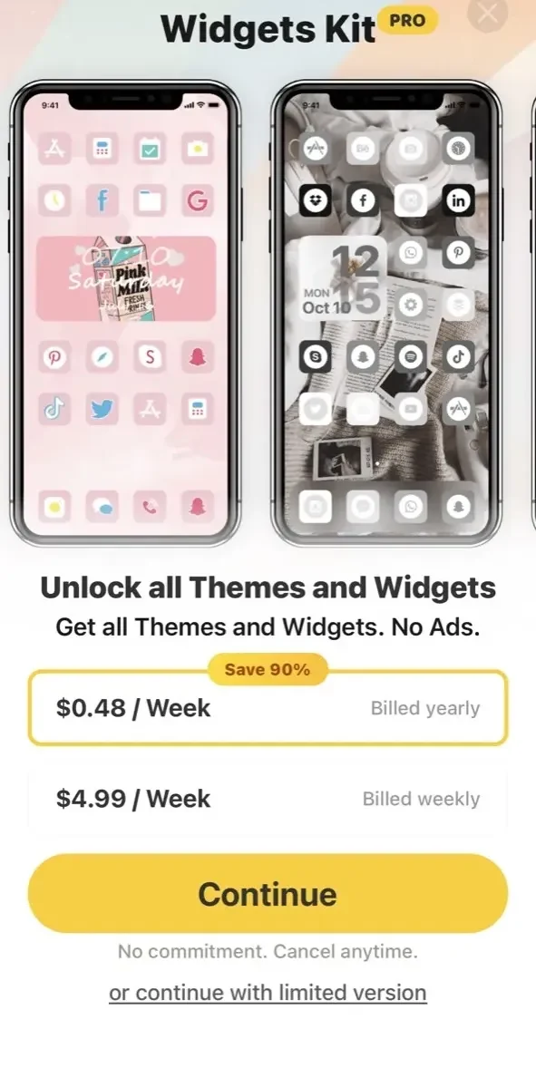 Widgets Kit Icon Wallpaper App paywall screen