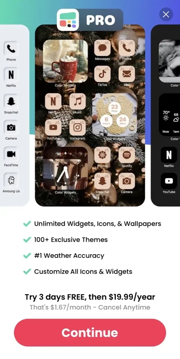 Color Widgets paywall screen