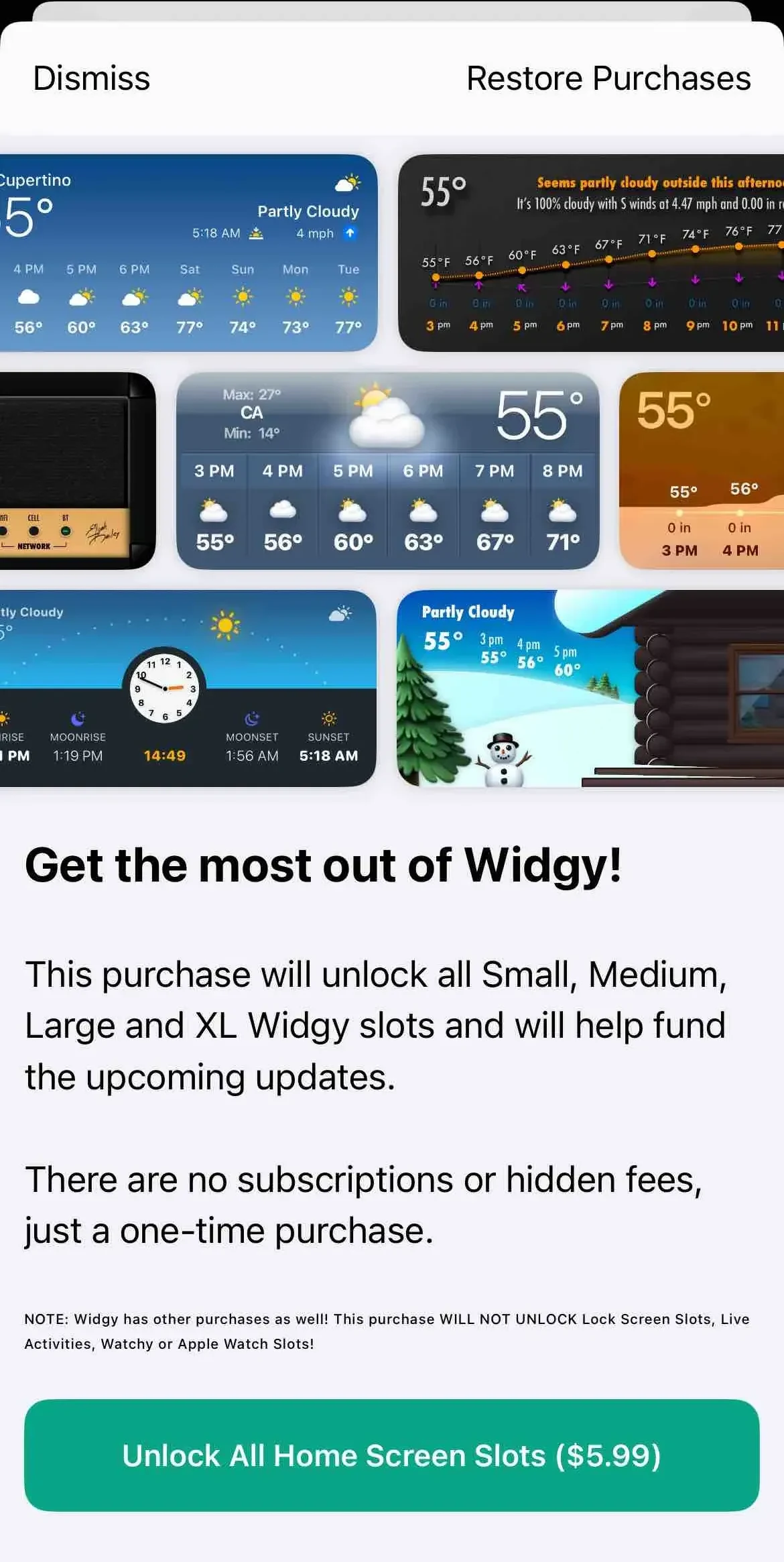 Widgy Widgets paywall screen