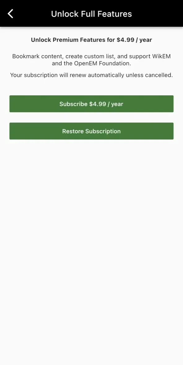 WikEM paywall screen