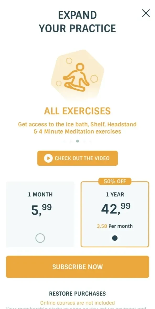 Wim Hof Method Breathing paywall screen