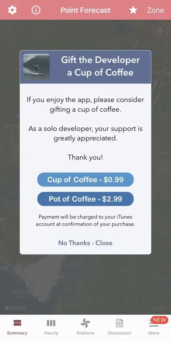 Wind Speed Forecast App paywall screen