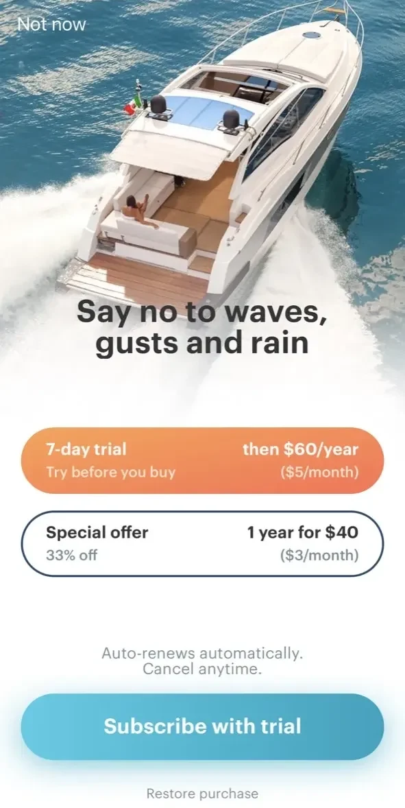WindHub paywall screen