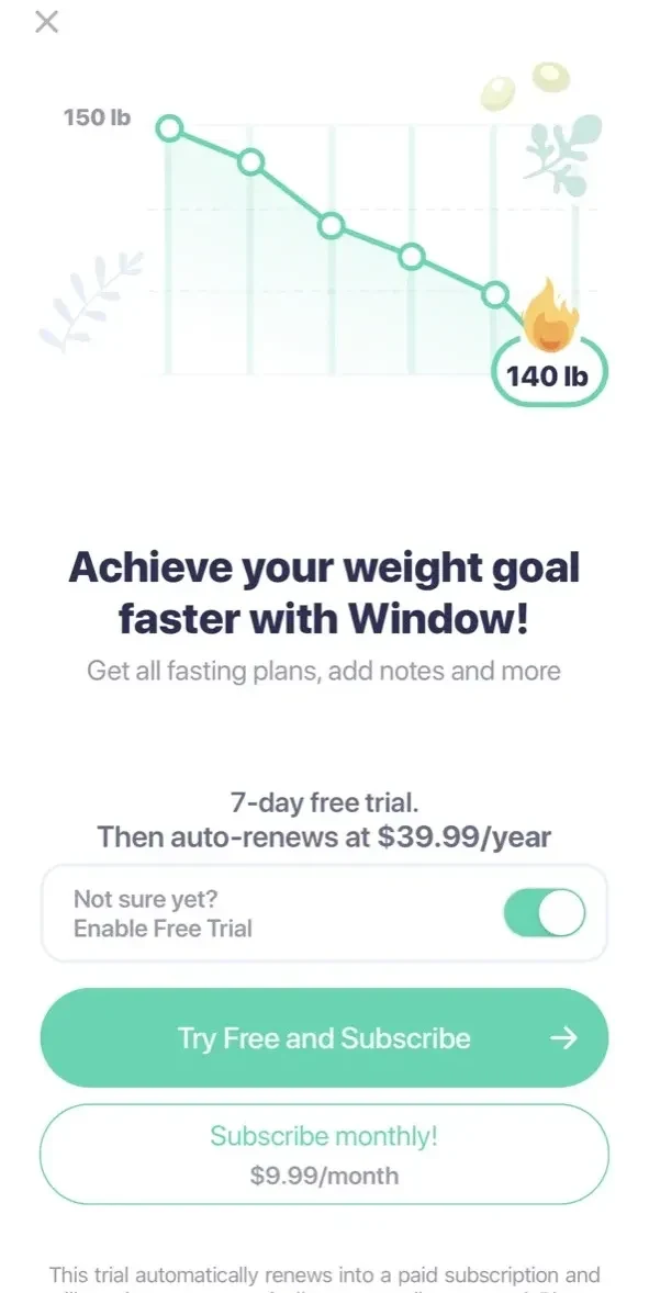 Window paywall screen
