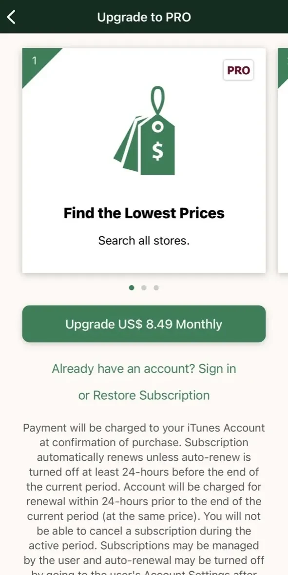 Wine paywall screen
