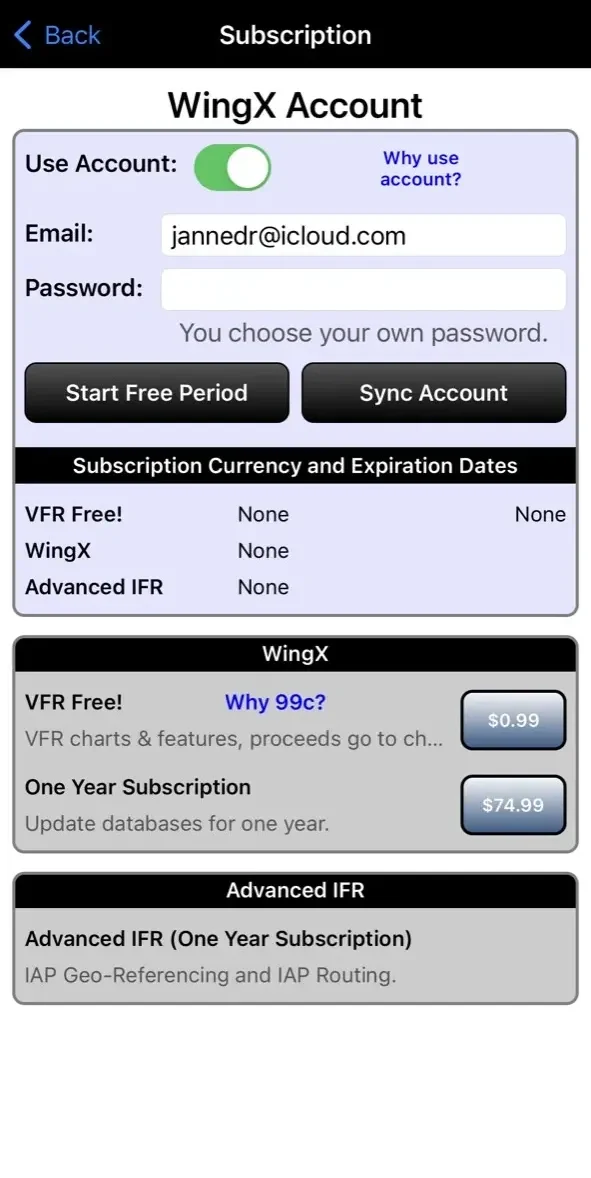 WingX paywall screen