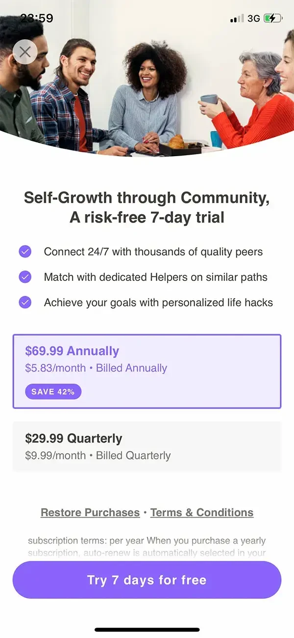 Wisdo paywall screen