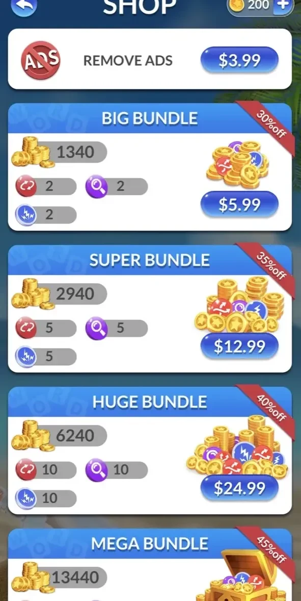 Word Blocks paywall screen