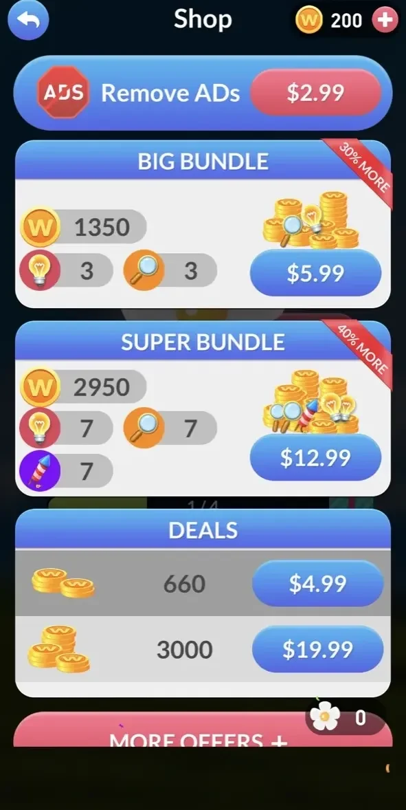 Word Crossy paywall screen