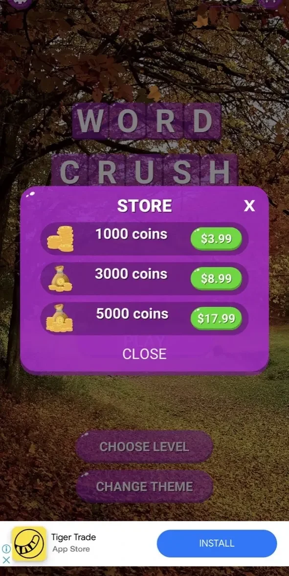 Word Crush paywall screen