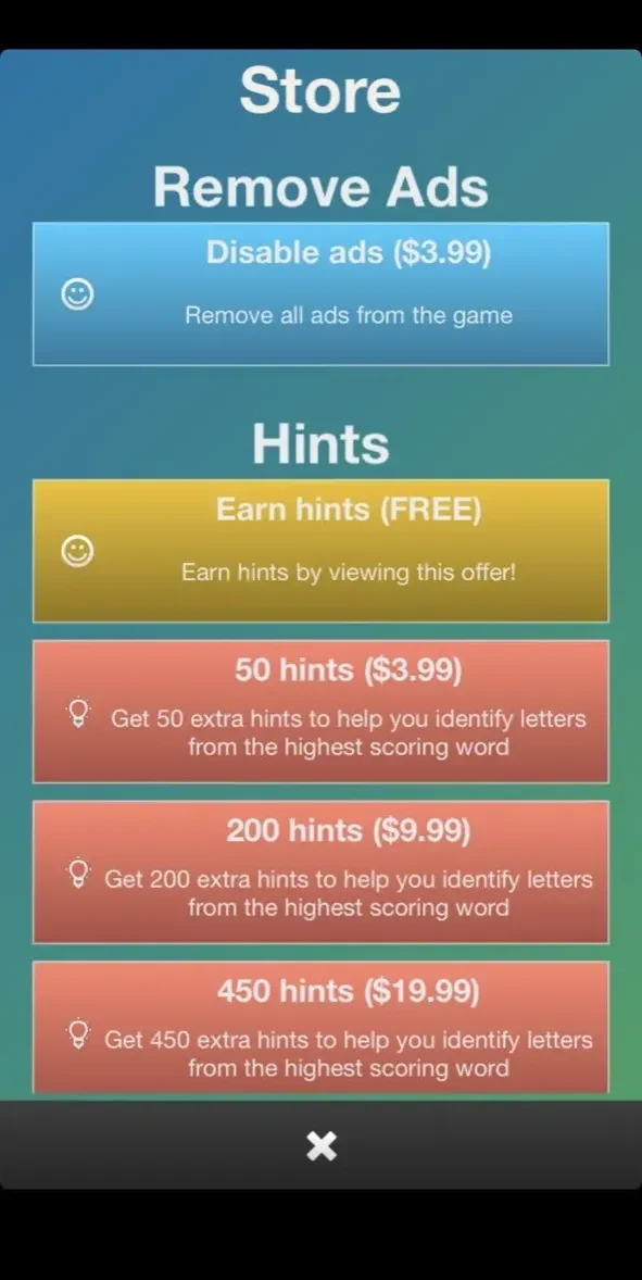 Word Games for Your Brain paywall screen