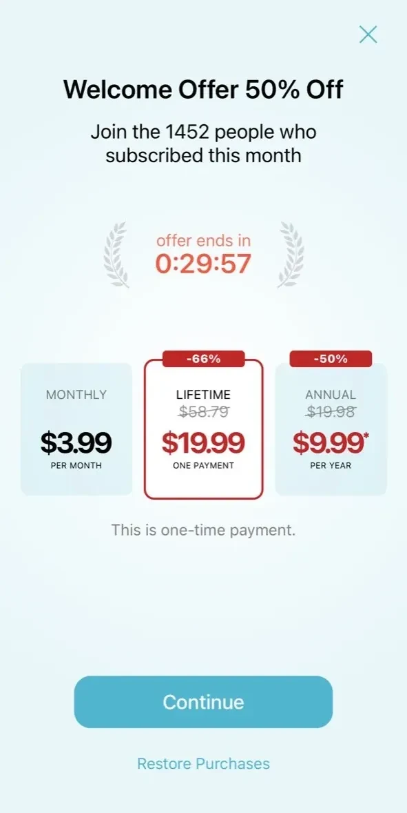 Word of the Day paywall screen