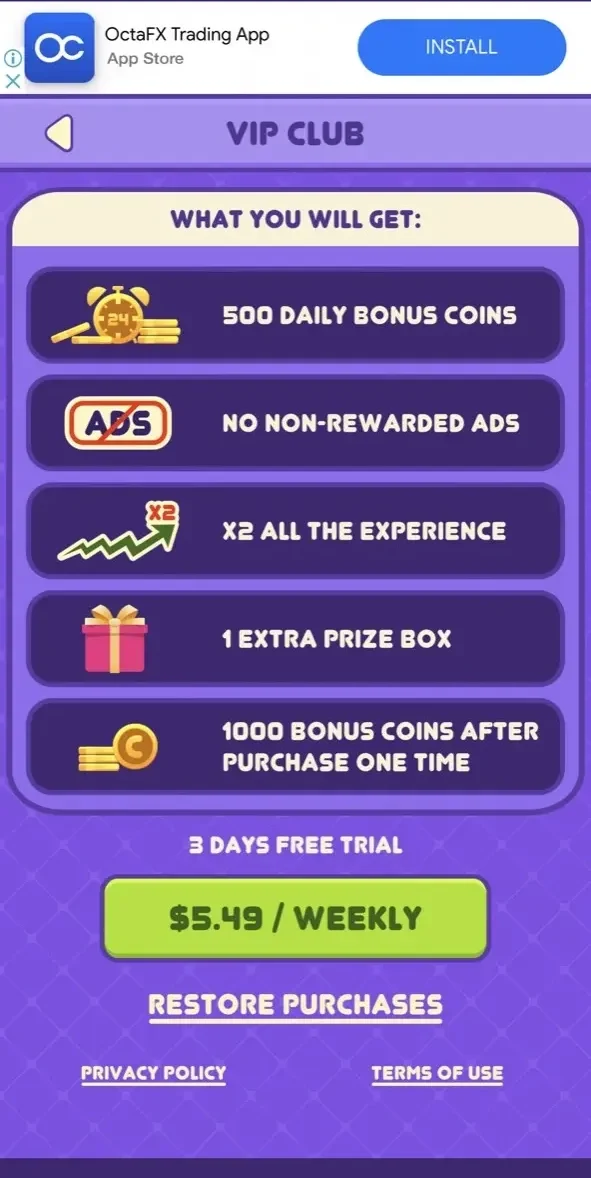 Word Play paywall screen
