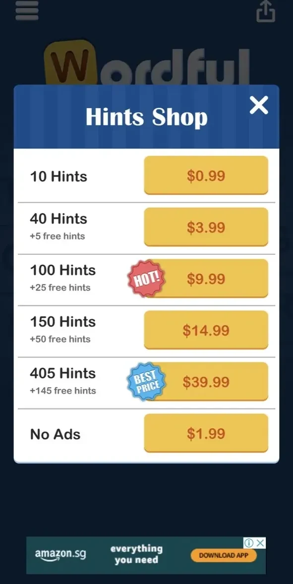 Wordful paywall screen