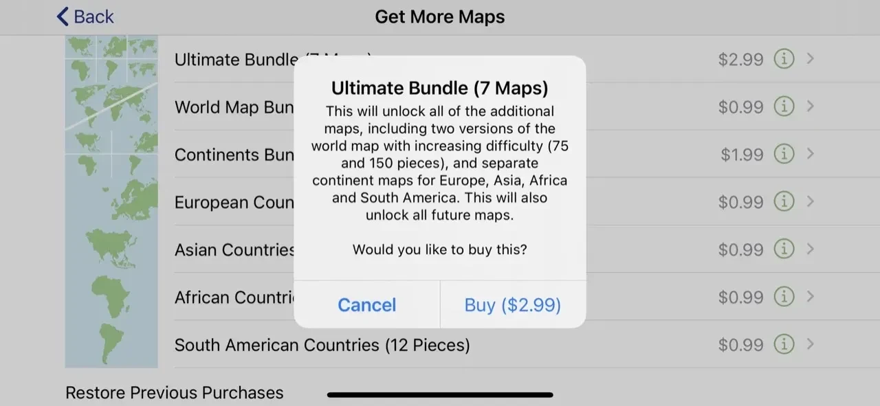 World Jigsaw paywall screen