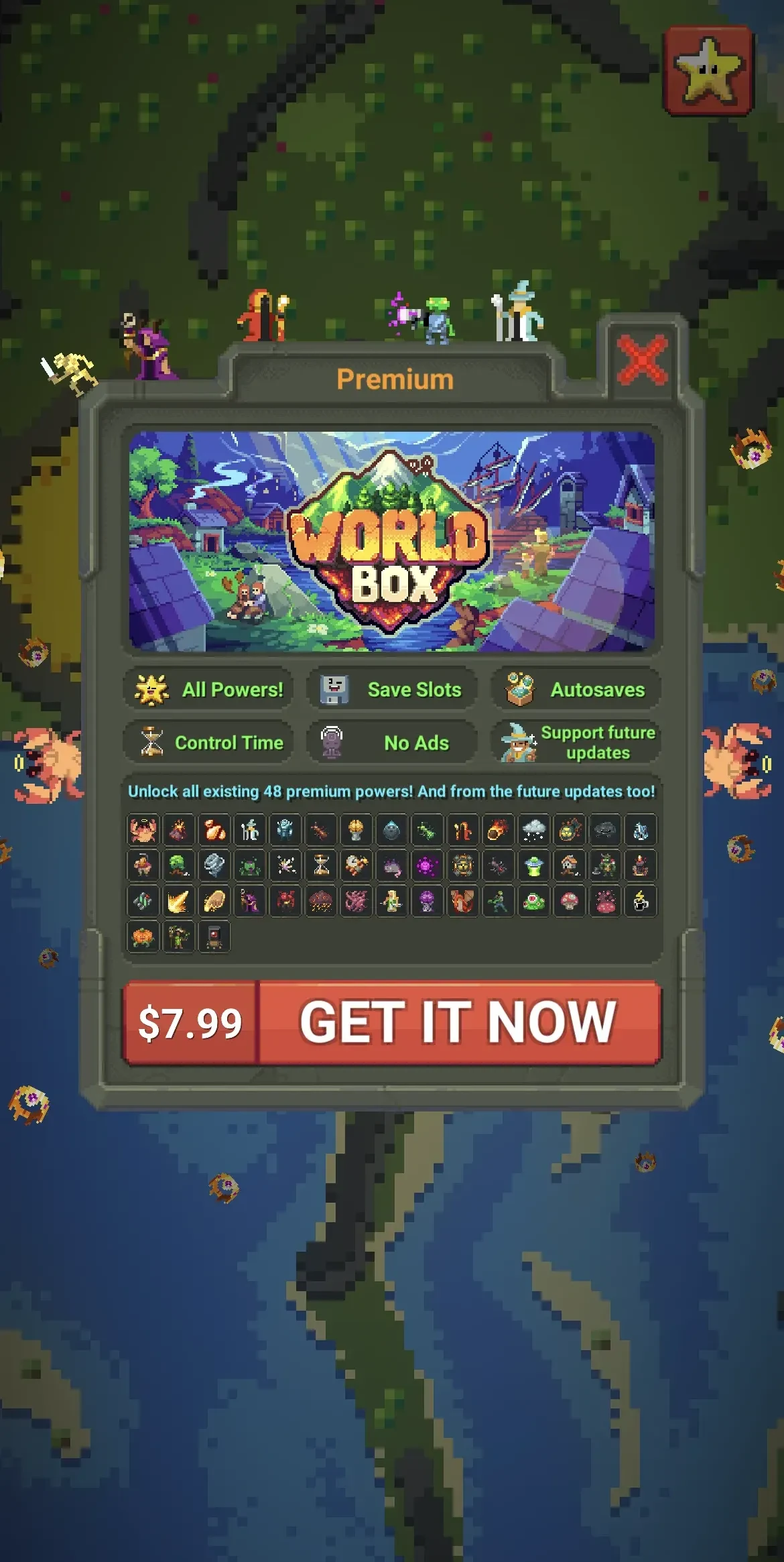 WorldBox paywall screen