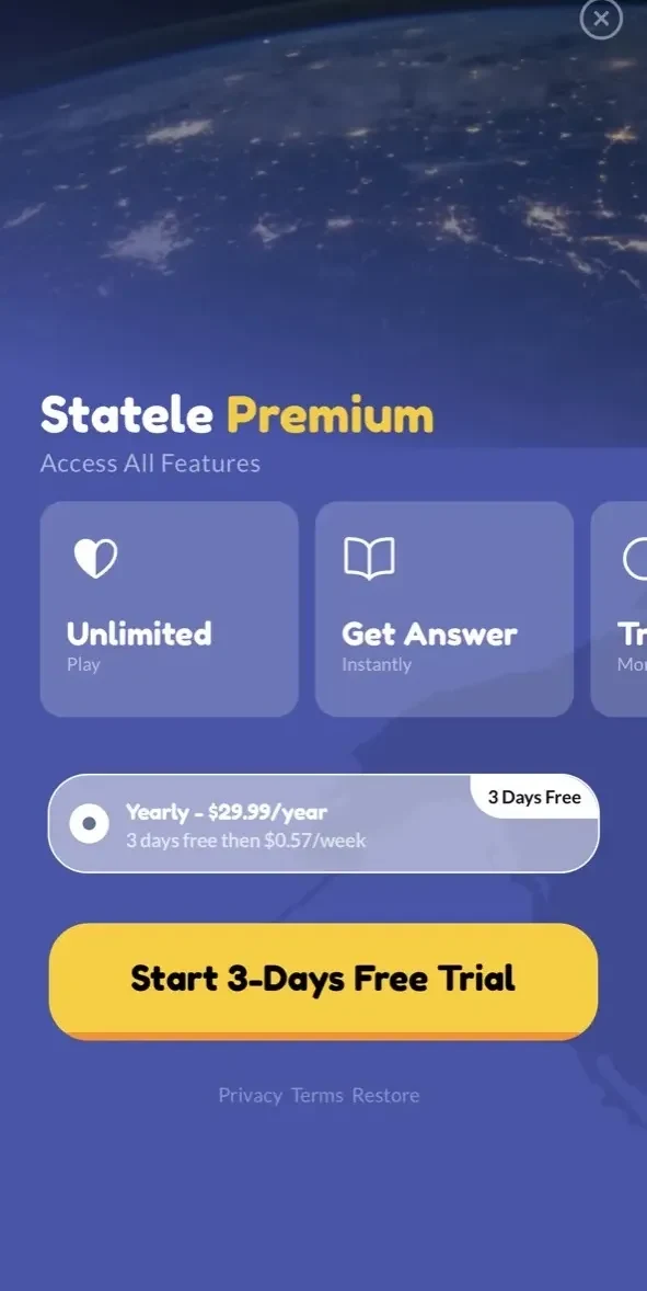 Statele paywall screen
