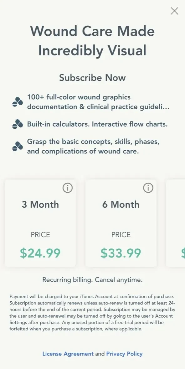 Wound Care MI Visual paywall screen