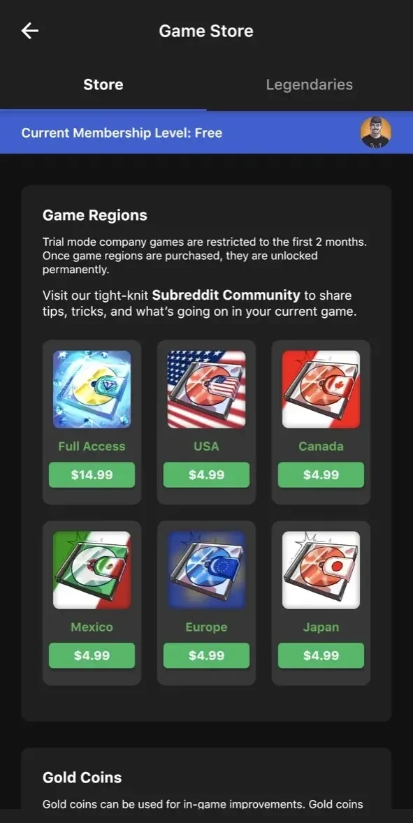 Wrestling GM paywall screen