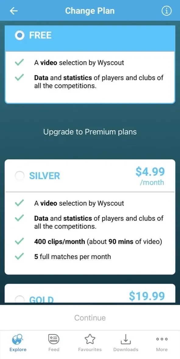 Wyscout paywall screen