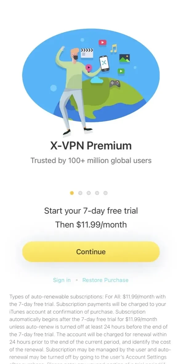 X-VPN paywall screen