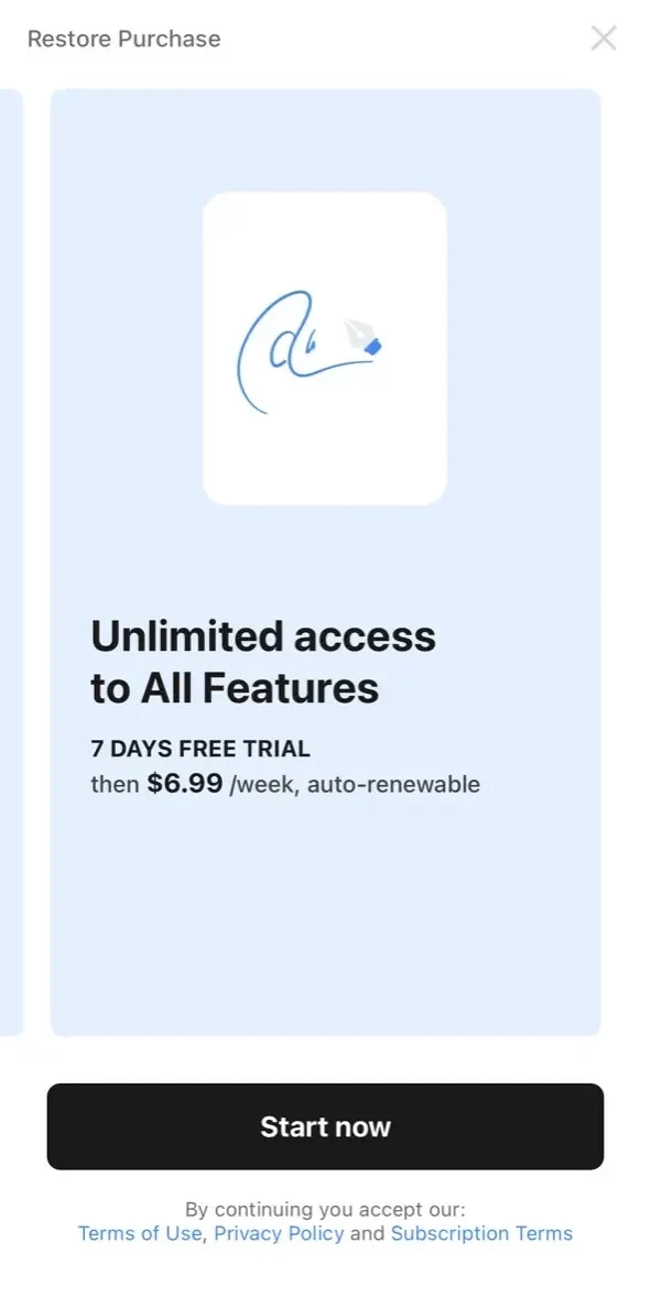 xScan paywall screen