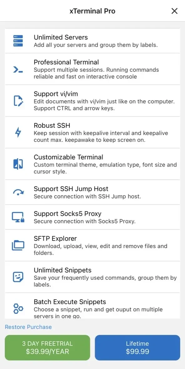 xTerminal paywall screen