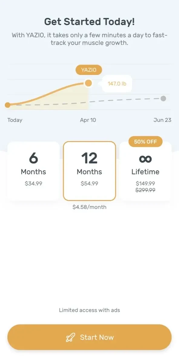 Yazio Calorie Counter paywall screen