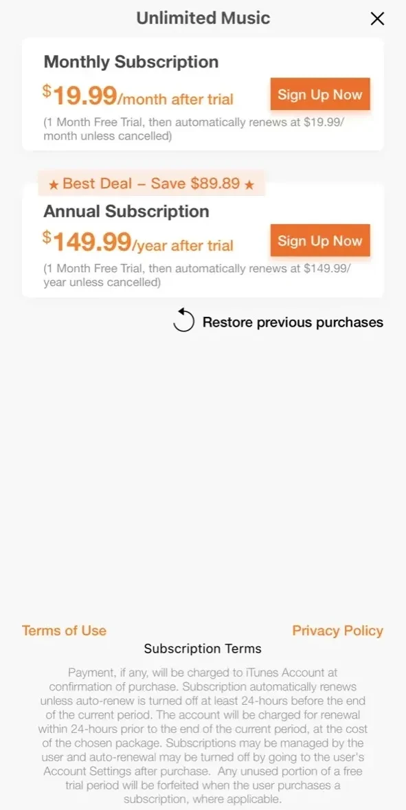 Yes!Go paywall screen