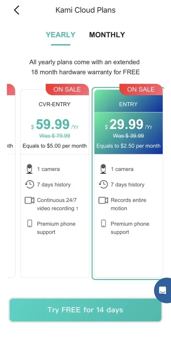 YI Home paywall screen