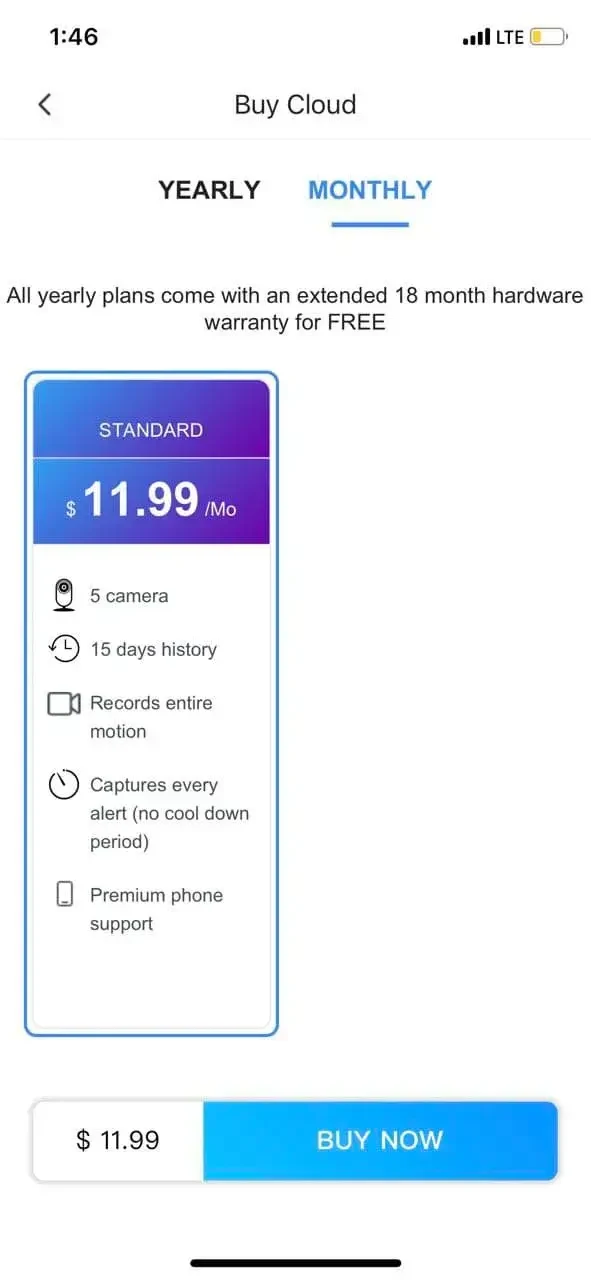 YI IoT paywall screen