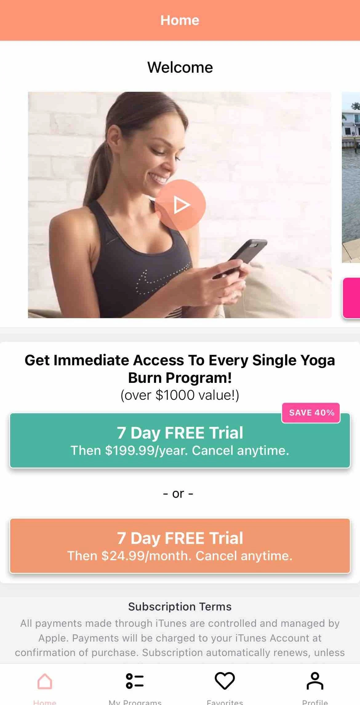Yoga Burn App paywall screen