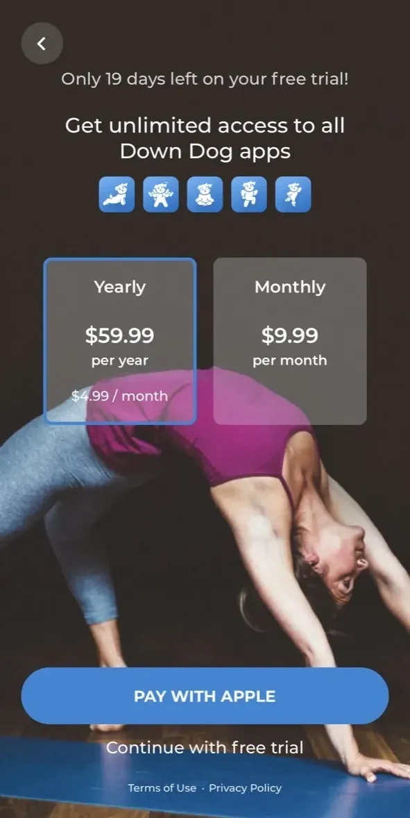 Yoga paywall screen