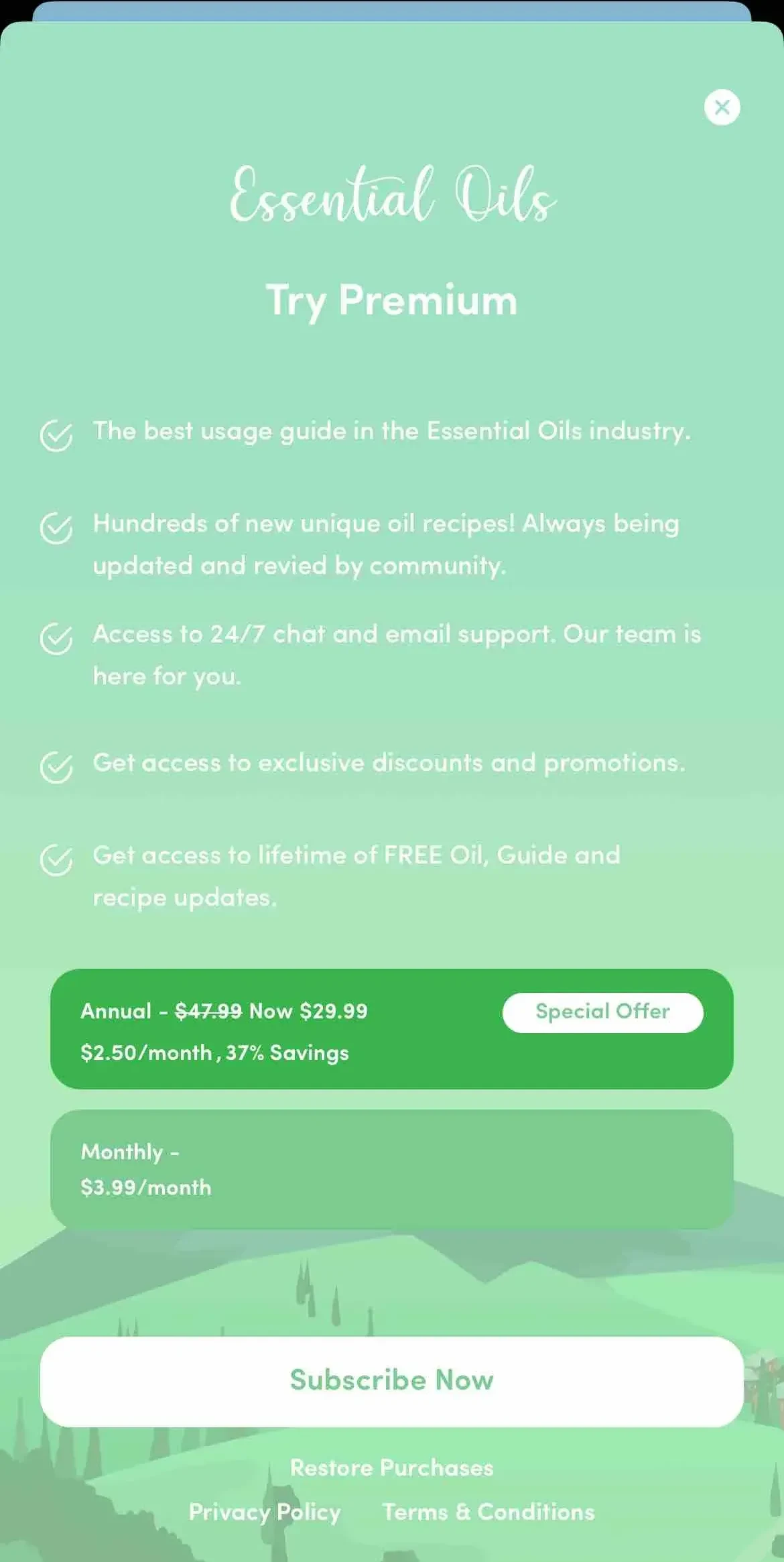 Young Living Essential Guide paywall screen
