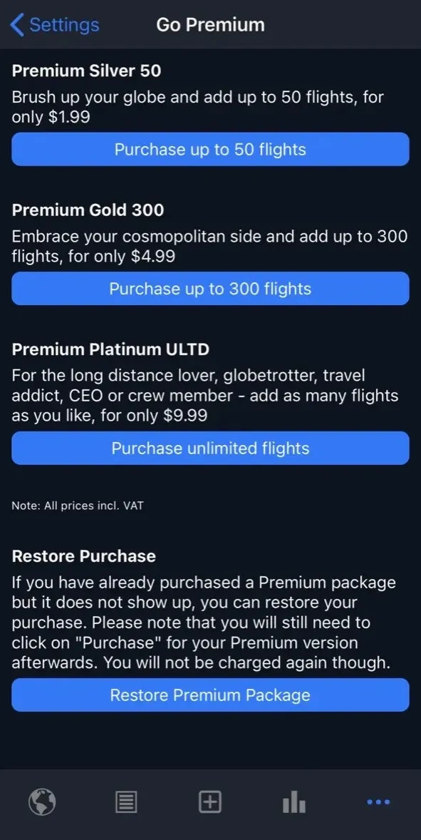 YourFlights paywall screen