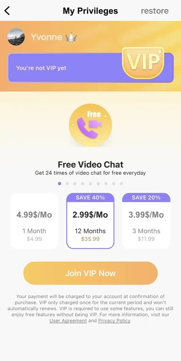 YoYo paywall screen