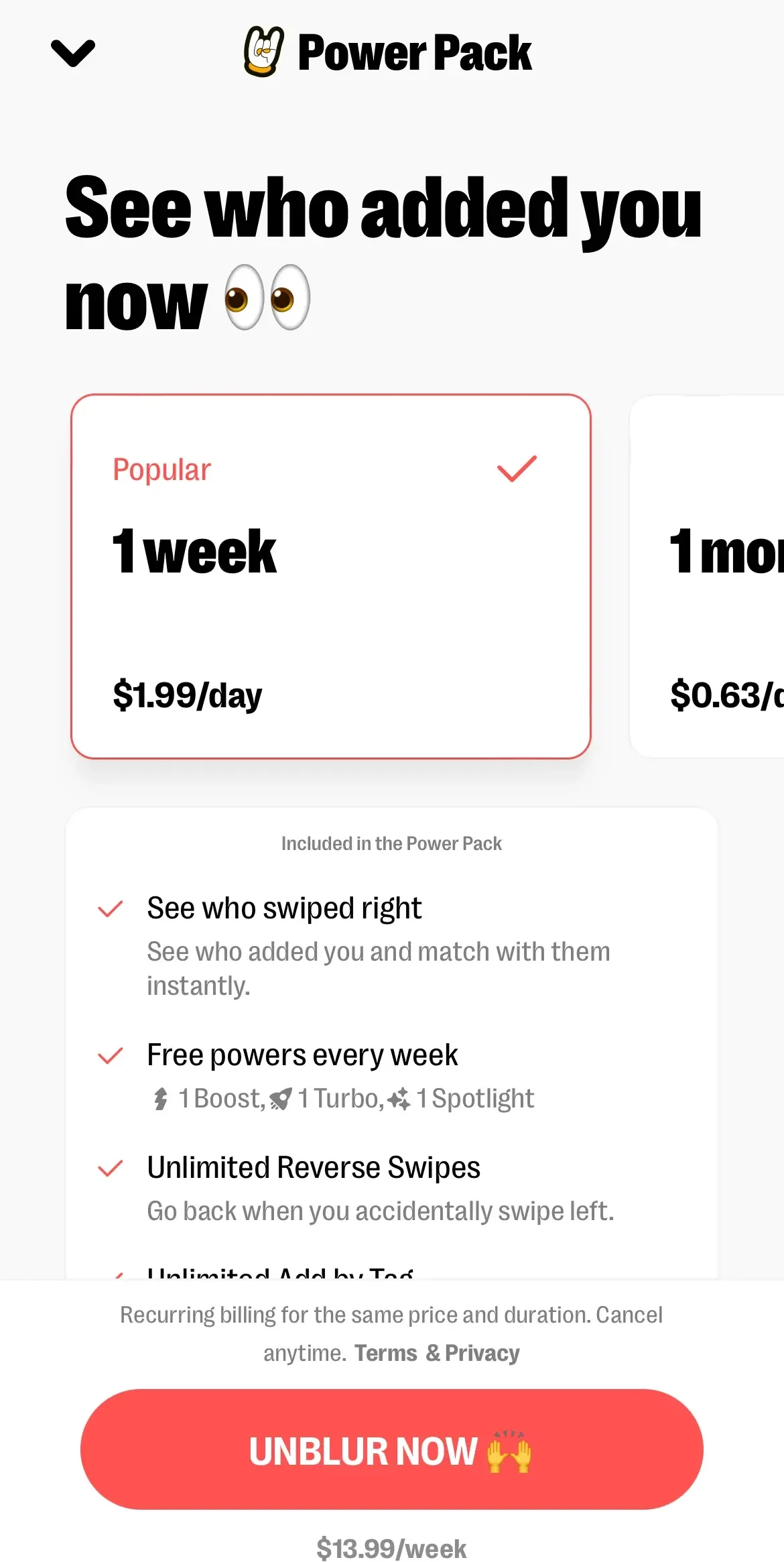 Yubo paywall screen