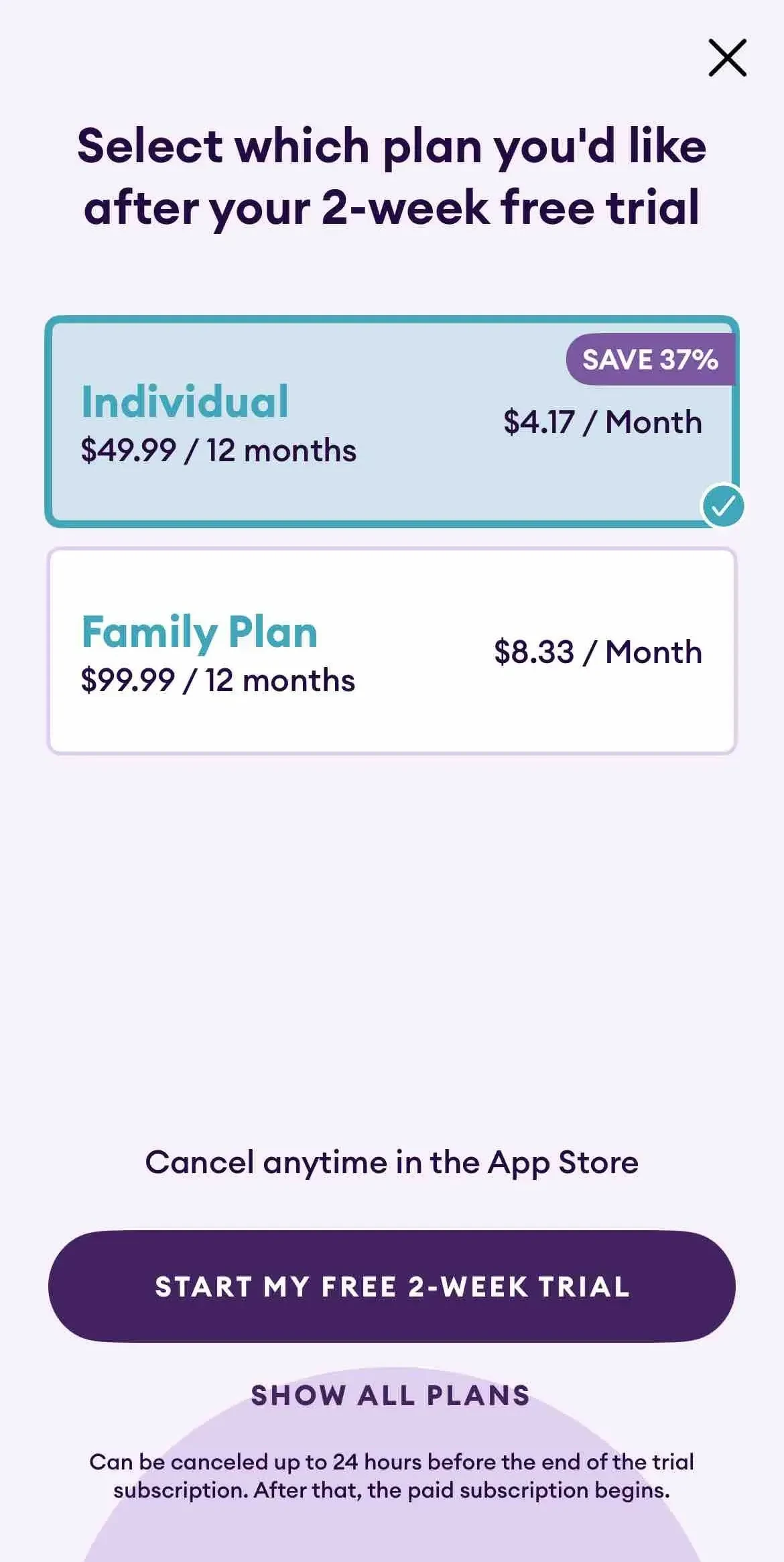 Yuno paywall screen