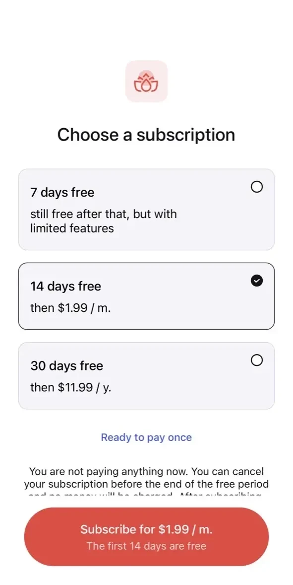 Zenmoney paywall screen