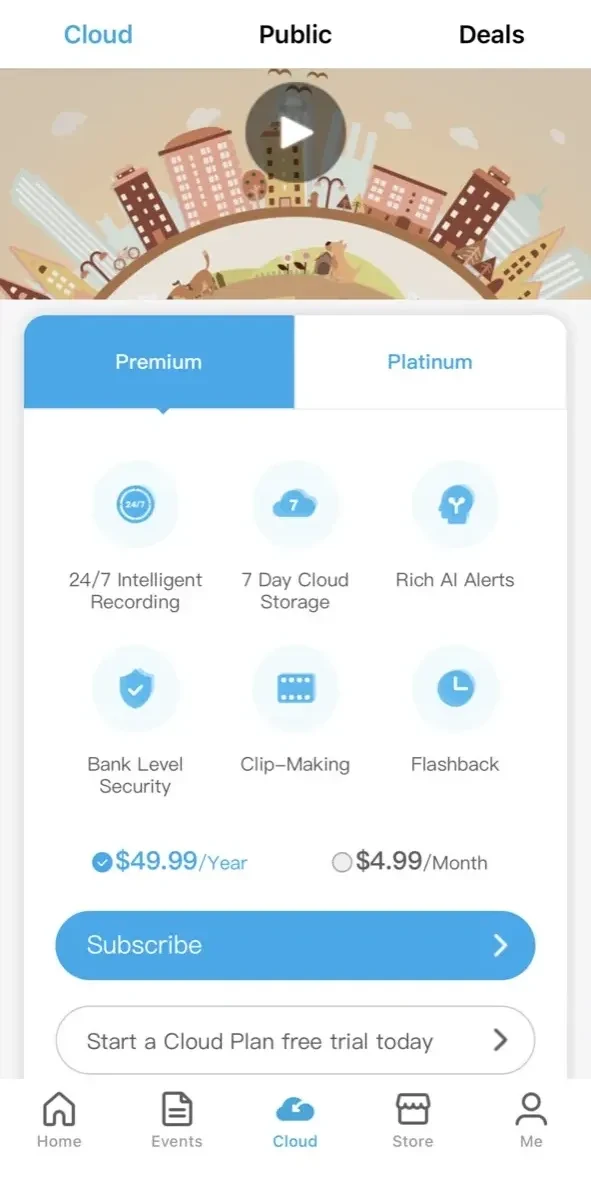 Zmodo paywall screen