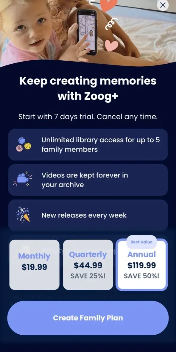 Zoog paywall screen